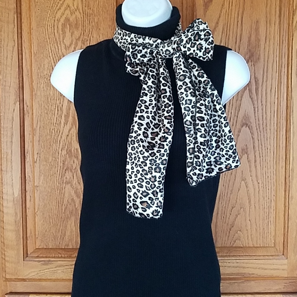 Leopard print scarf. 58" x 8" handmade